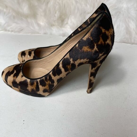 JCrew collection leopard print calf hair heels SZ8 - Picture 1 of 12